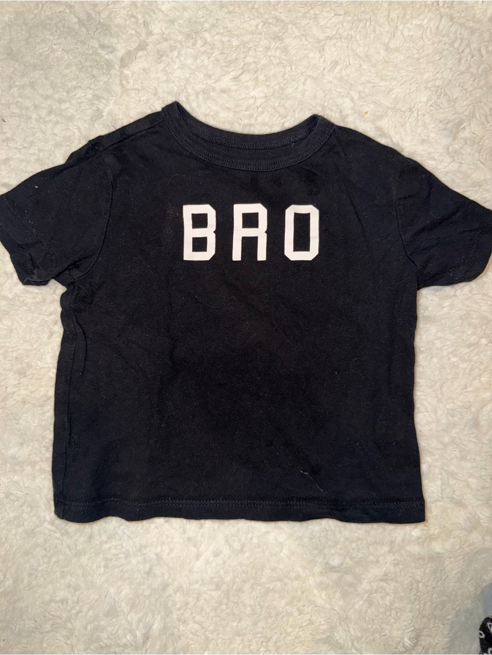 The Children's Place Black Tee with White "BRO" Graphic - Short Sleeve